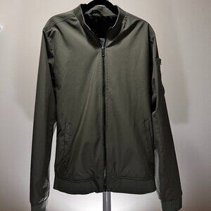 American Tall Men's Bomber Jacket Olive Green Full Zip Stretch M Tall